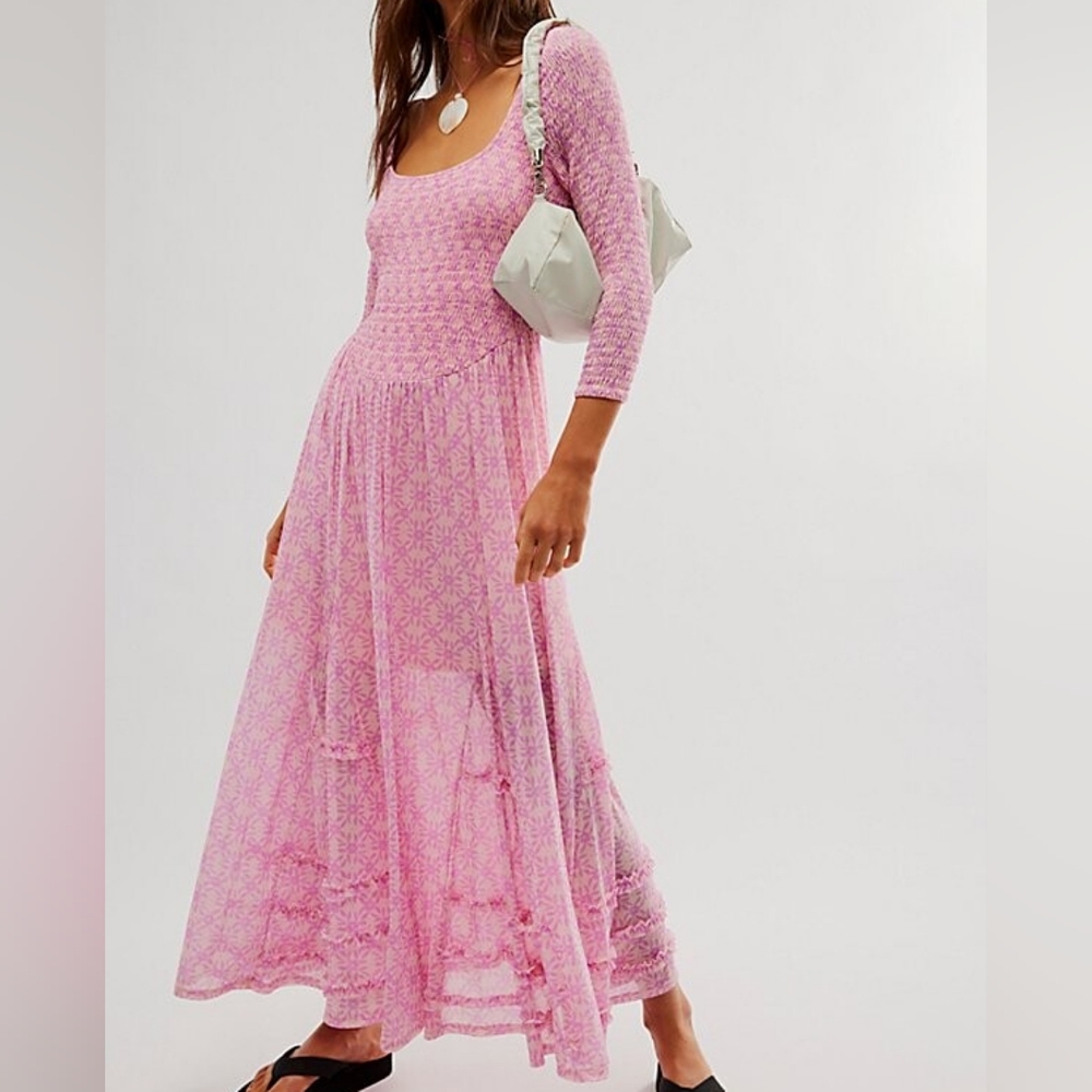 Free People It's Fate Midi Dress/Lilac Combo